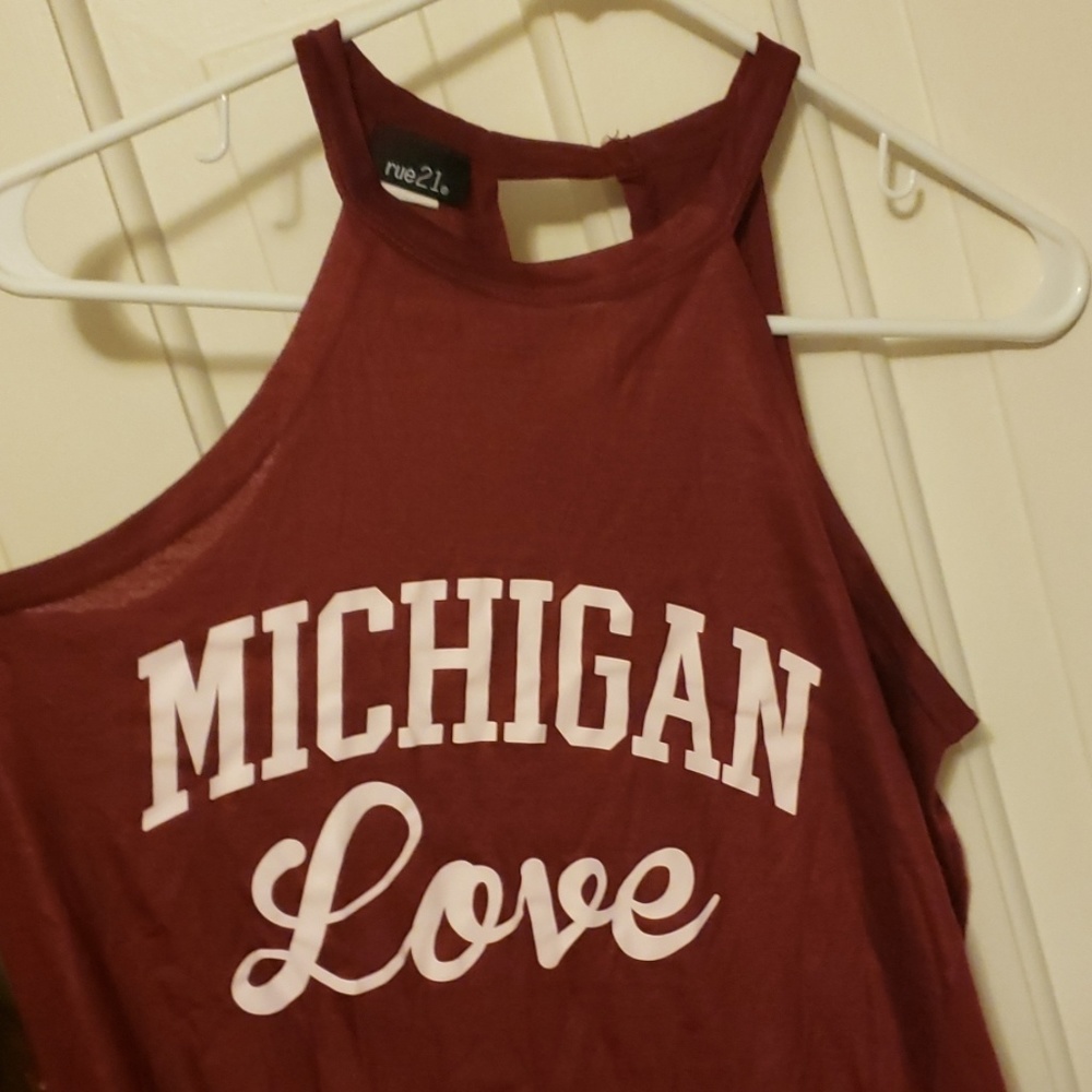 Michigan Love maroon halter tank